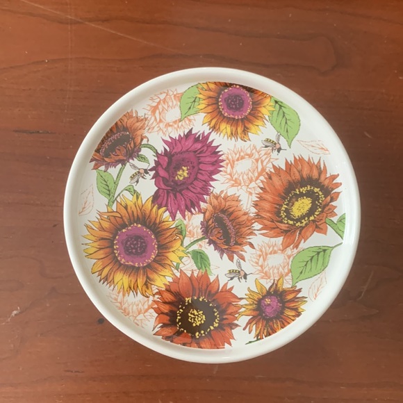 Fall theme. Partly lite Autumn Tapestry pedestal jar candle holder.New in boxes - Picture 2 of 10